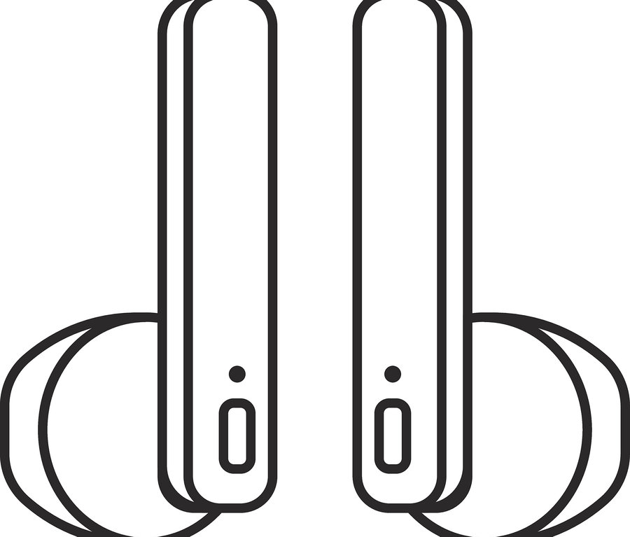 Deux écouteurs intra-auriculaires.