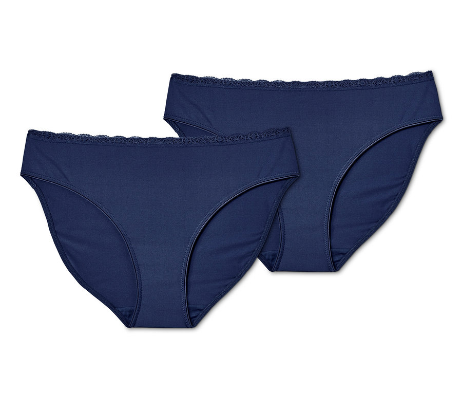 Deux culottes échancrées bleu foncé.