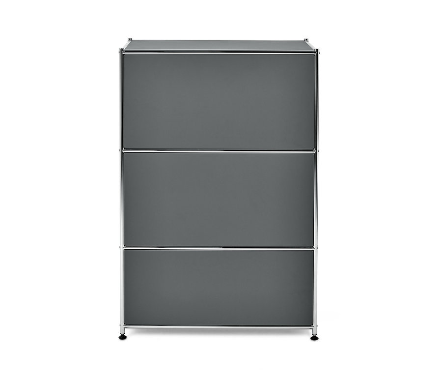 Secrétaire en métal gris « CN3 » avec trois tiroirs.