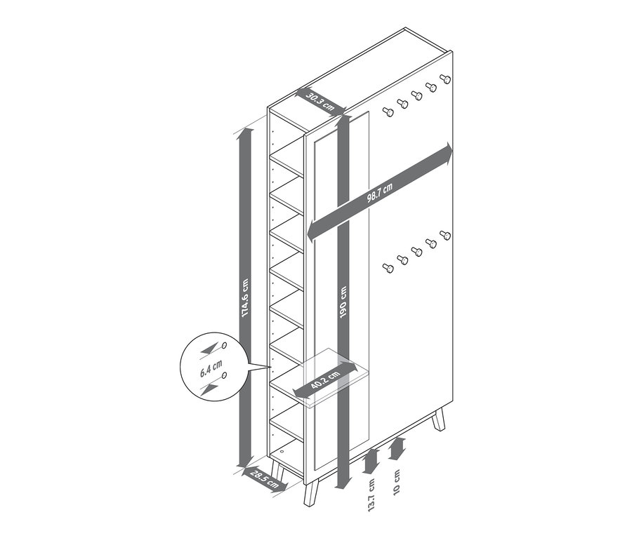 Dimensions de l'armoire d'entrée multifonctionnelle.