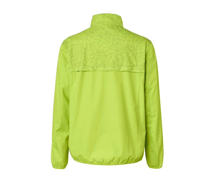 Vue arrière de la veste de course coupe-vent, vert fluo.