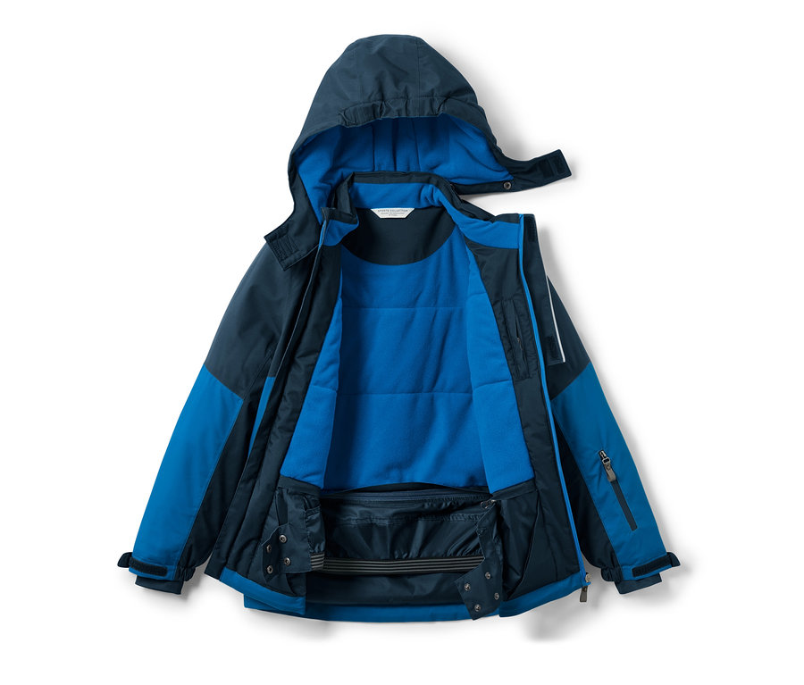 Veste de ski pour enfant ouverte de couleur bleue.