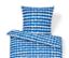 Parure de lit en coton premium foncée avec motif à pois bleus, taille standard et grande taille.
