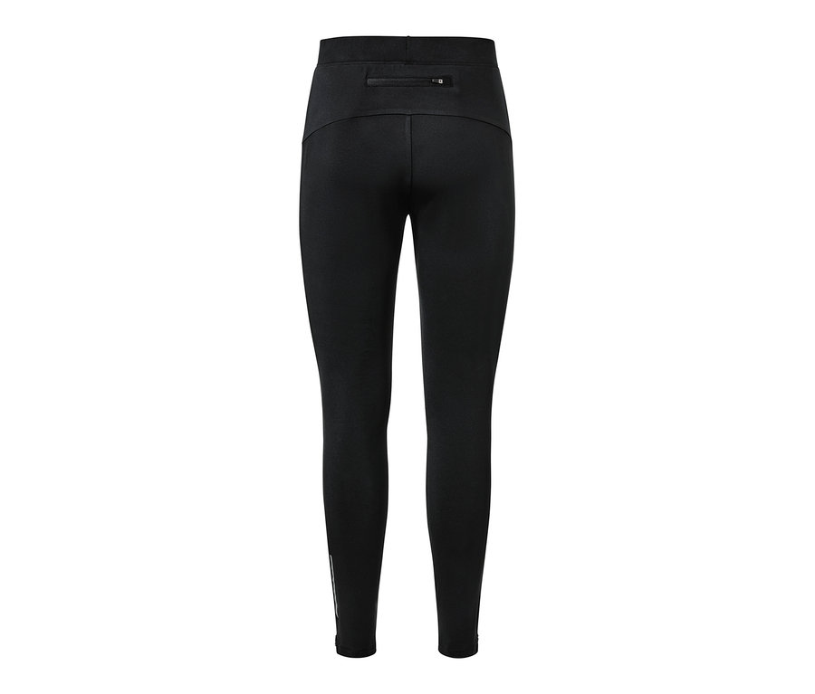 Legging de course coupe-vent noir avec poche zippée en haut.
