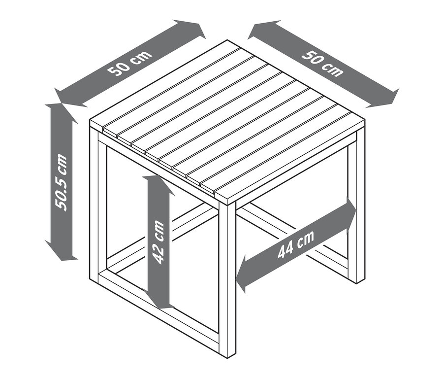 Un schéma indiquant les dimensions du jeu de tables d'appoint «Lenja».