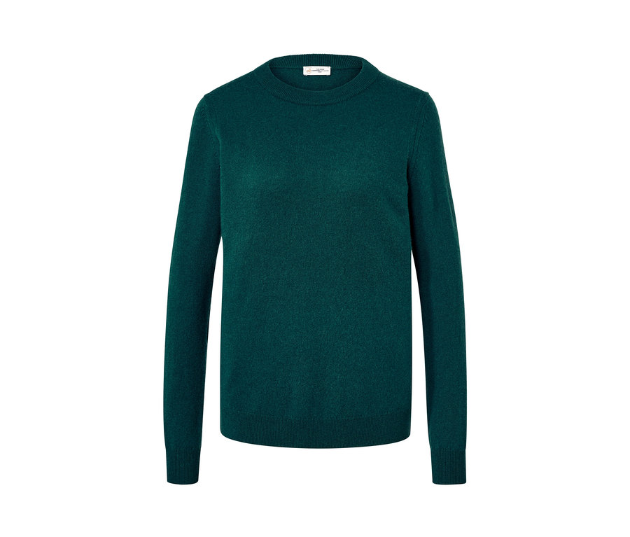 Pull en maille fine vert avec du cachemire.
