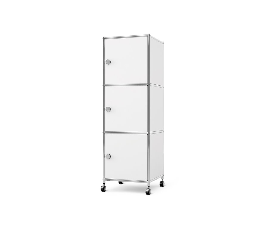 Caisson en métal blanc à roulettes « CN3 » avec 3 portes.