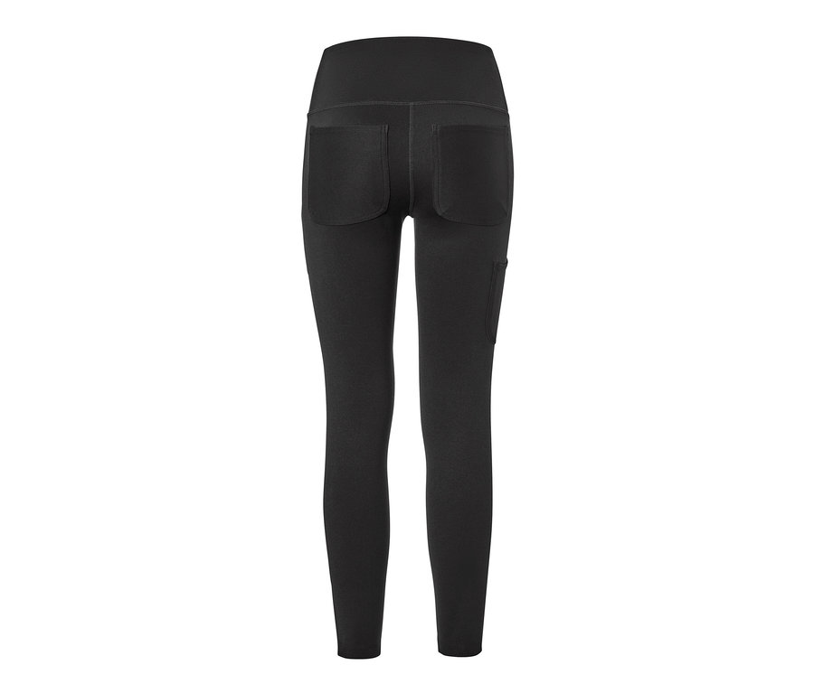 Legging d’extérieur noir avec poches à l’arrière et sur le côté.