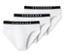 Trois slips Rio SCHIESSER en coton bio blancs avec une ceinture noire superposés.