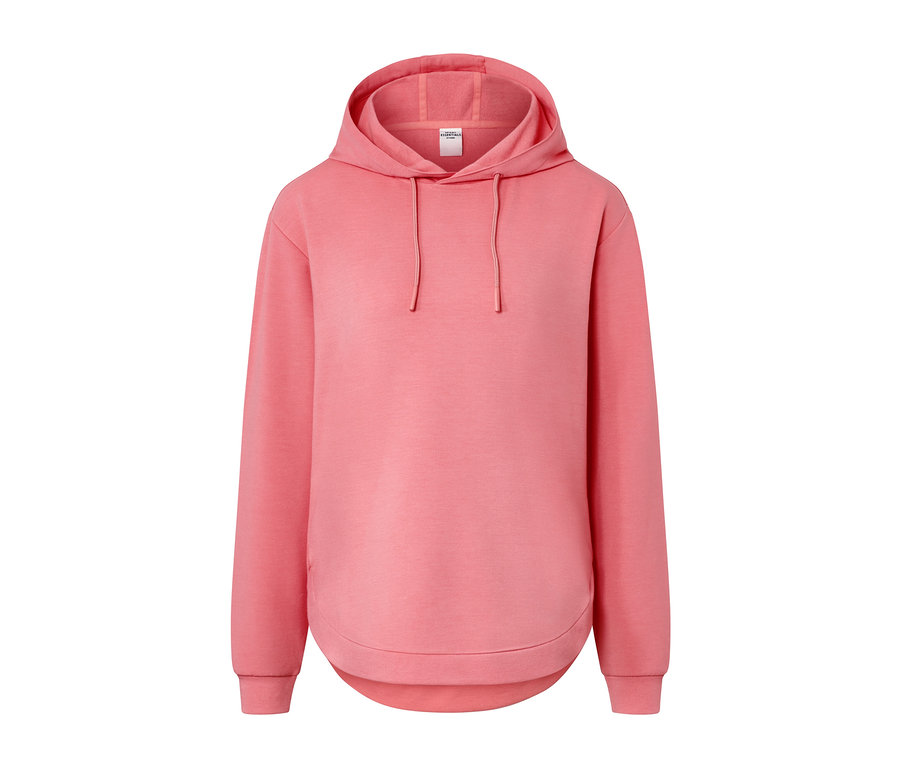 Pull à capuche rose.