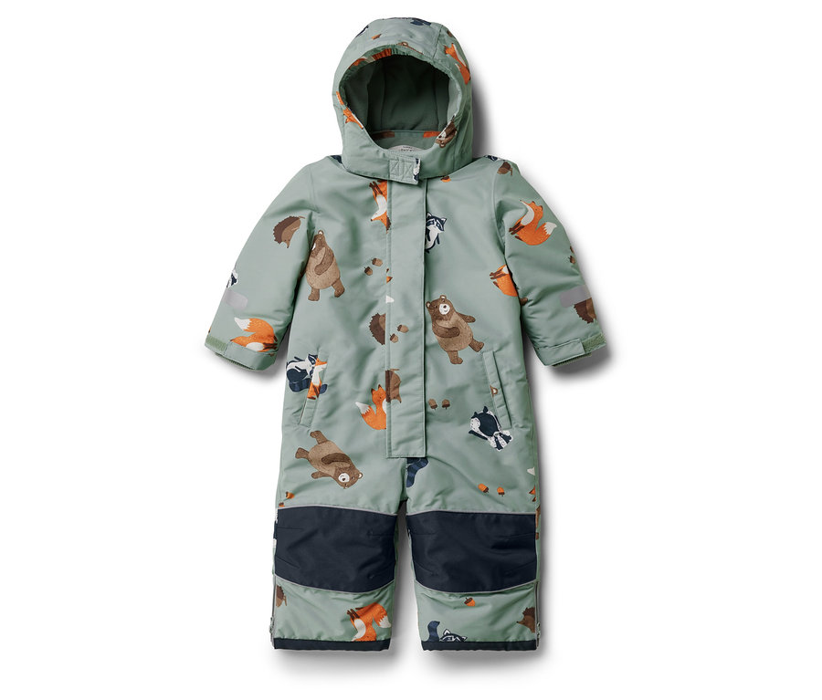 Combinaison vert clair à capuche avec imprimé animalier.