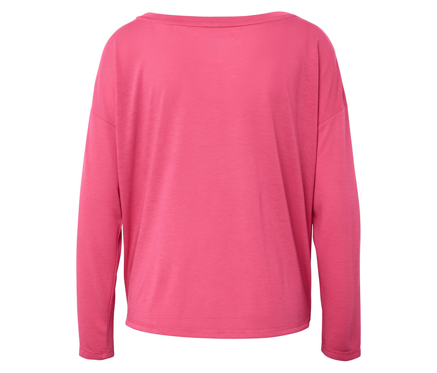 Vue arrière d'un chemisier rose à manches longues pour femmes.