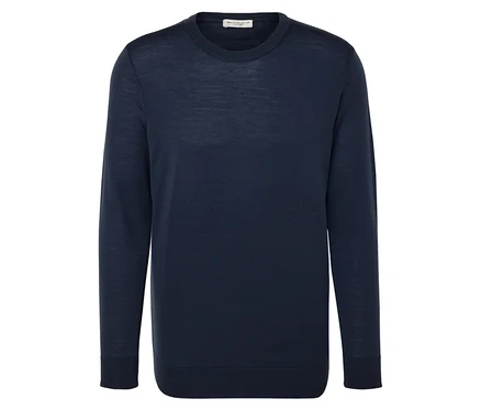 Pull en laine mérinos bleu foncé chiné.