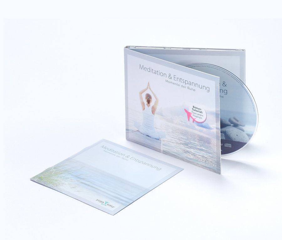 Pochette du CD « Méditation et relaxation : moments de silence » et feuille insérée.