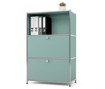 Commode en métal « CN3 » avec 2 compartiments à abattants, sauge