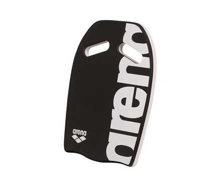 Planche de natation arena noire avec logo blanc.