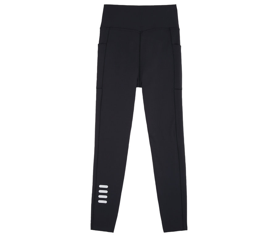 Leggings de sport noirs pour femmes FILA avec poches et détails réfléchissants.