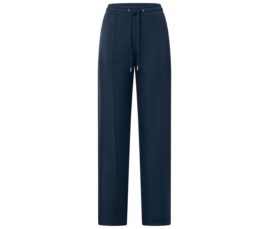 Pantalon long bleu marine avec cordon de serrage.