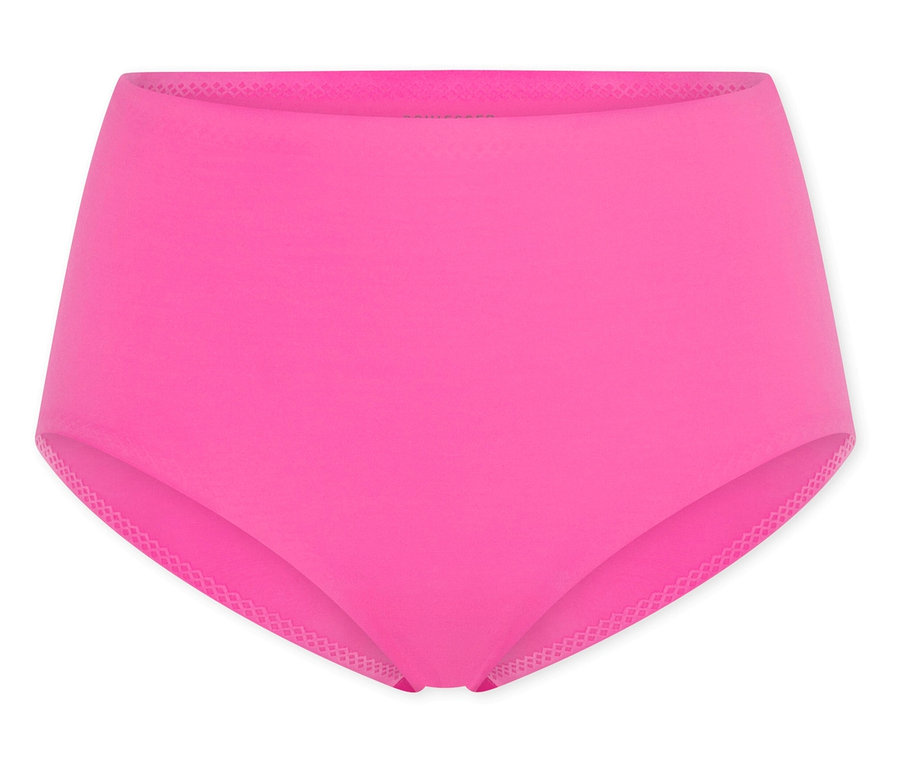 Un seul slip maxi SCHIESSER Invisible fuchsia, taille haute et en tissu lisse, sur fond blanc.