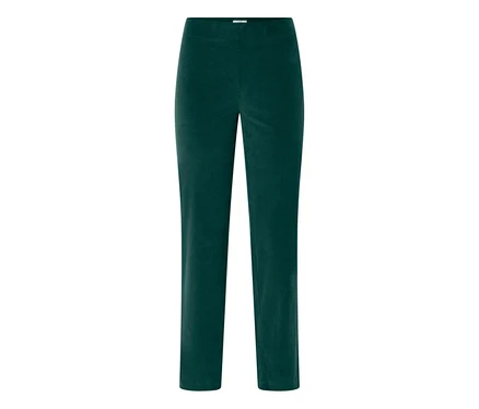 Pantalon long vert avec jambe droite et taille élastique.