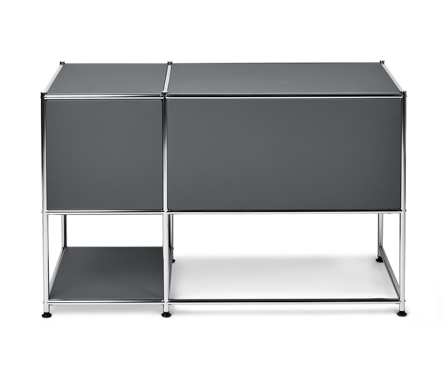 Bureau en métal « CN3 » gris avec porte abattante.