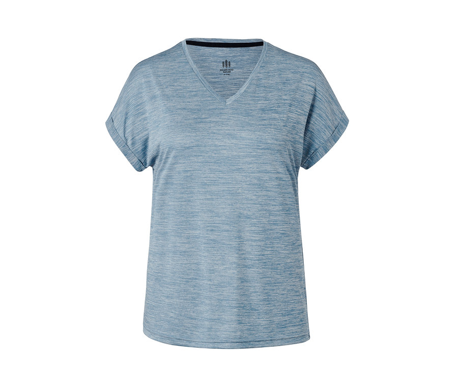 T-shirt fonctionnel bleu clair chiné à manches courtes et col en V.