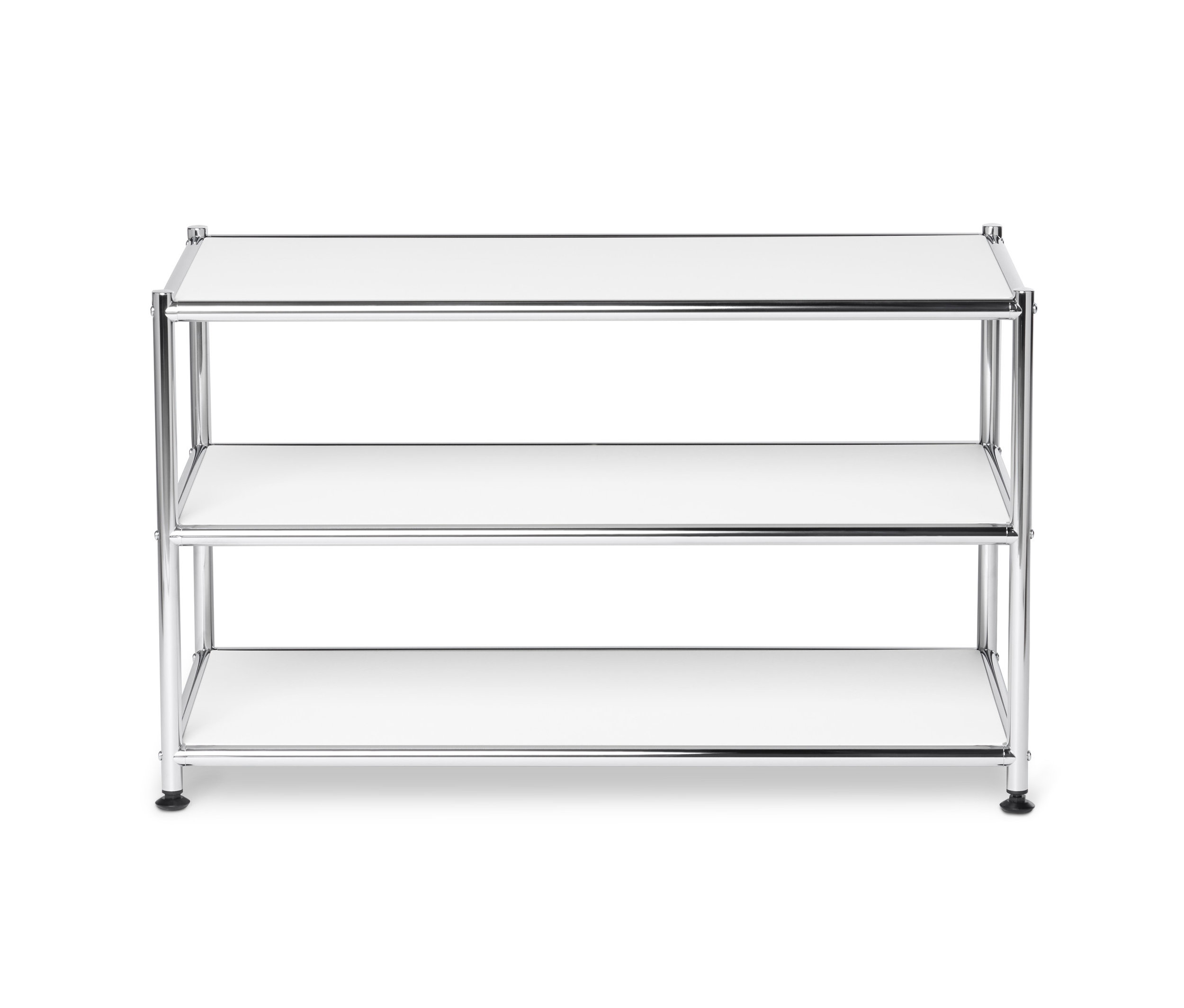 Table basse en métal « CN3 », ouverte, blanche.
