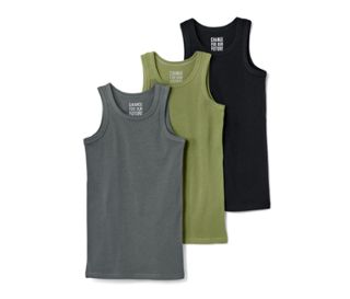1x gris chiné, 1x vert olive, 1x noir
