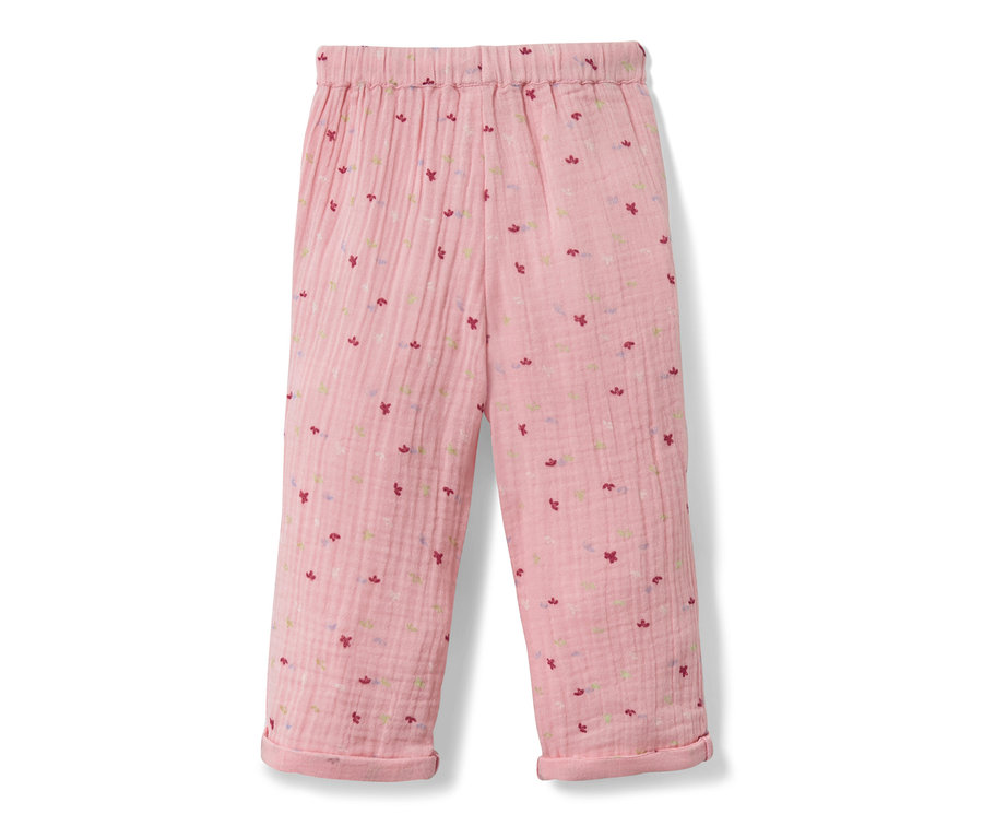 Pantalon à enfiler pour bébé rose avec motif floral.