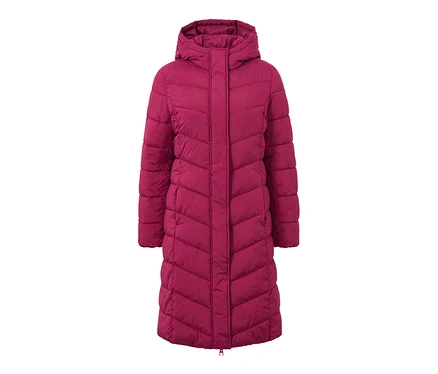 Manteau matelassé à capuche, rouge framboise.