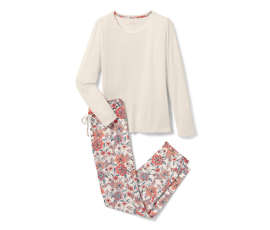 Un pyjama avec un pantalon tissé à motif floral.