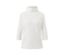 Un sweat-shirt crème à manches 3/4 sur fond blanc.
