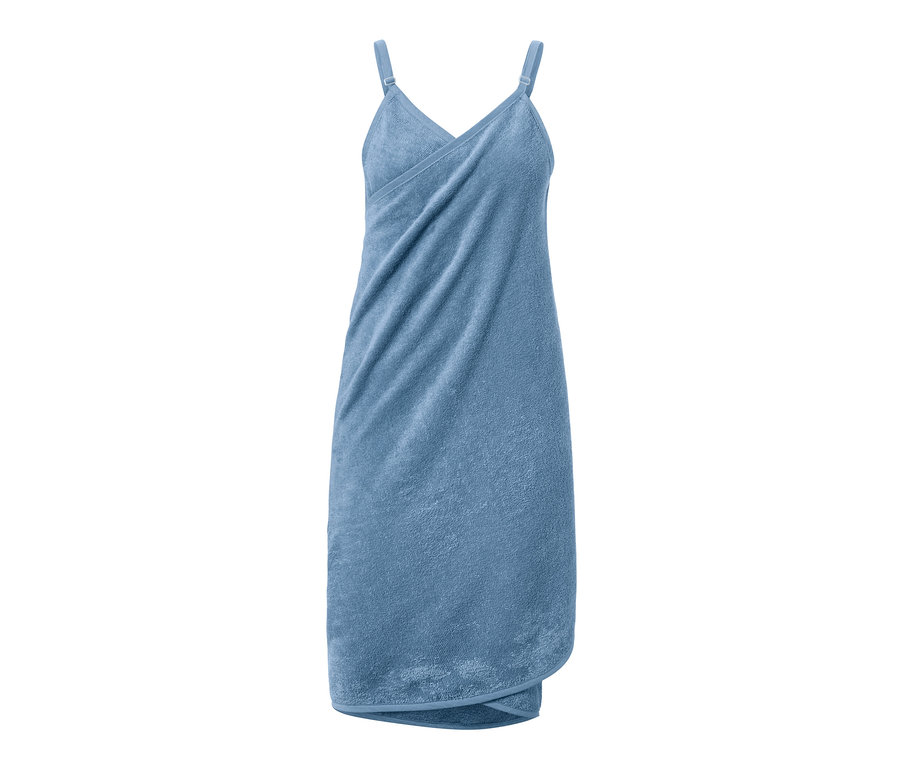 Robe-linge de toilette bleue.