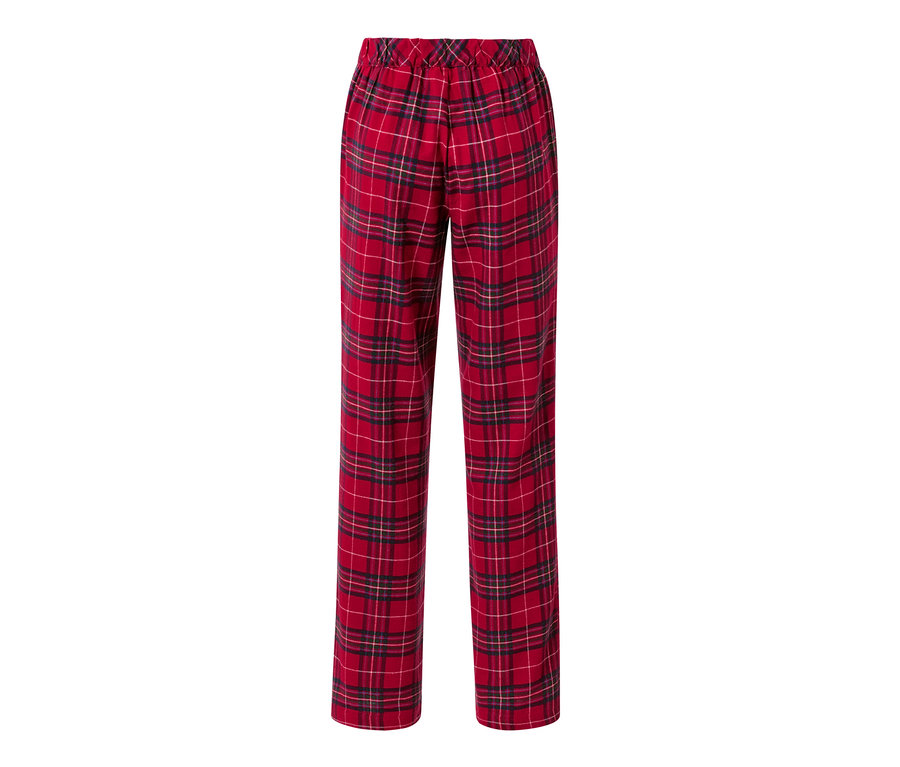 Pantalon relax en flanelle rouge à carreaux.