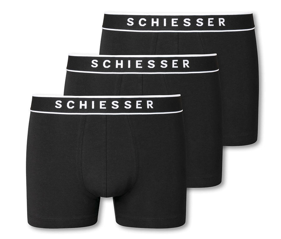 Trois boxers noirs SCHIESSER en coton bio.