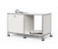 Table d’appoint métallique « CN3 » avec 1 abattant et roulettes, blanc - Blanc