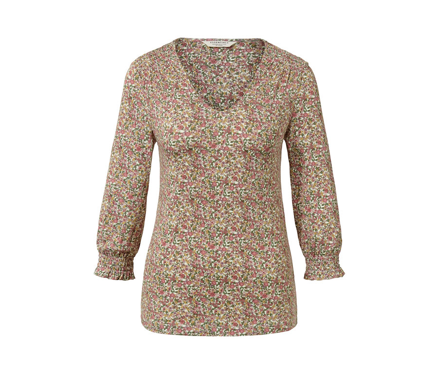 Blouse manches 3/4 à motif floral.
