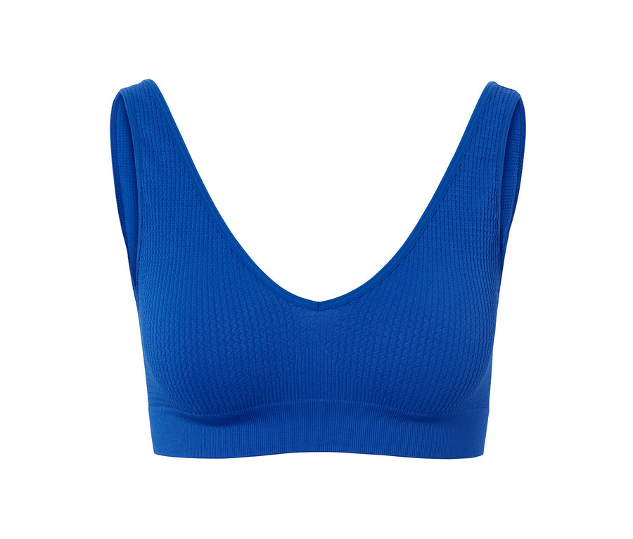 Soutien-gorge bleu sans coutures avec structure.