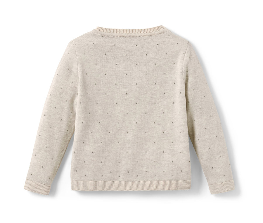 Vue arrière d'un gilet en maille pour enfant avec un motif discret.