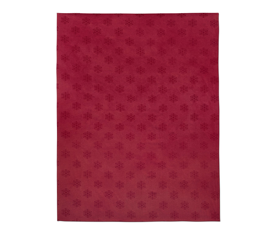 Nappe rouge en jacquard avec motif de flocons de neige en taille normale et grande taille.