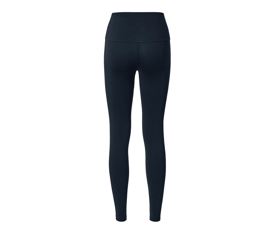 Vue détaillée de dos d'un legging de sport, bleu marine.