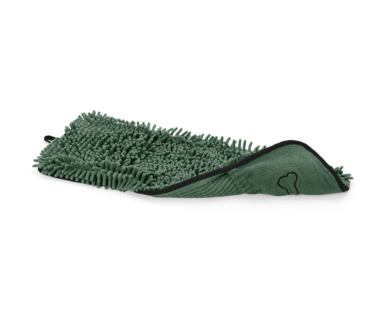 Serviette pour chien verte avec poches.