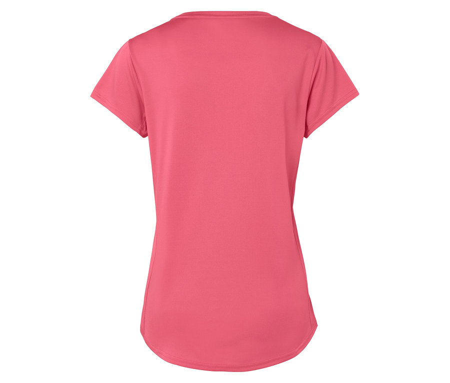 Vue arrière d'un t-shirt rose à manches courtes.