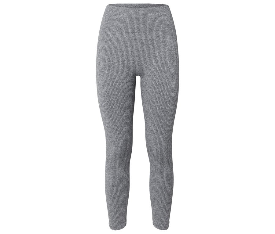Legging côtelé gris sur fond blanc.
