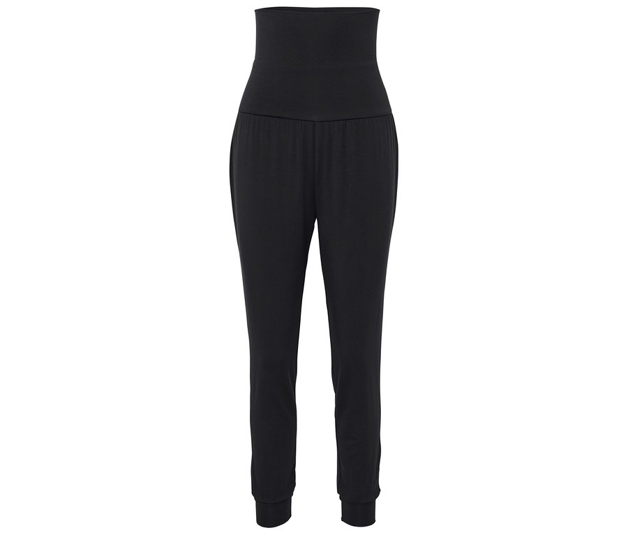 Pantalon de jogging noir pour femmes avec taille haute.