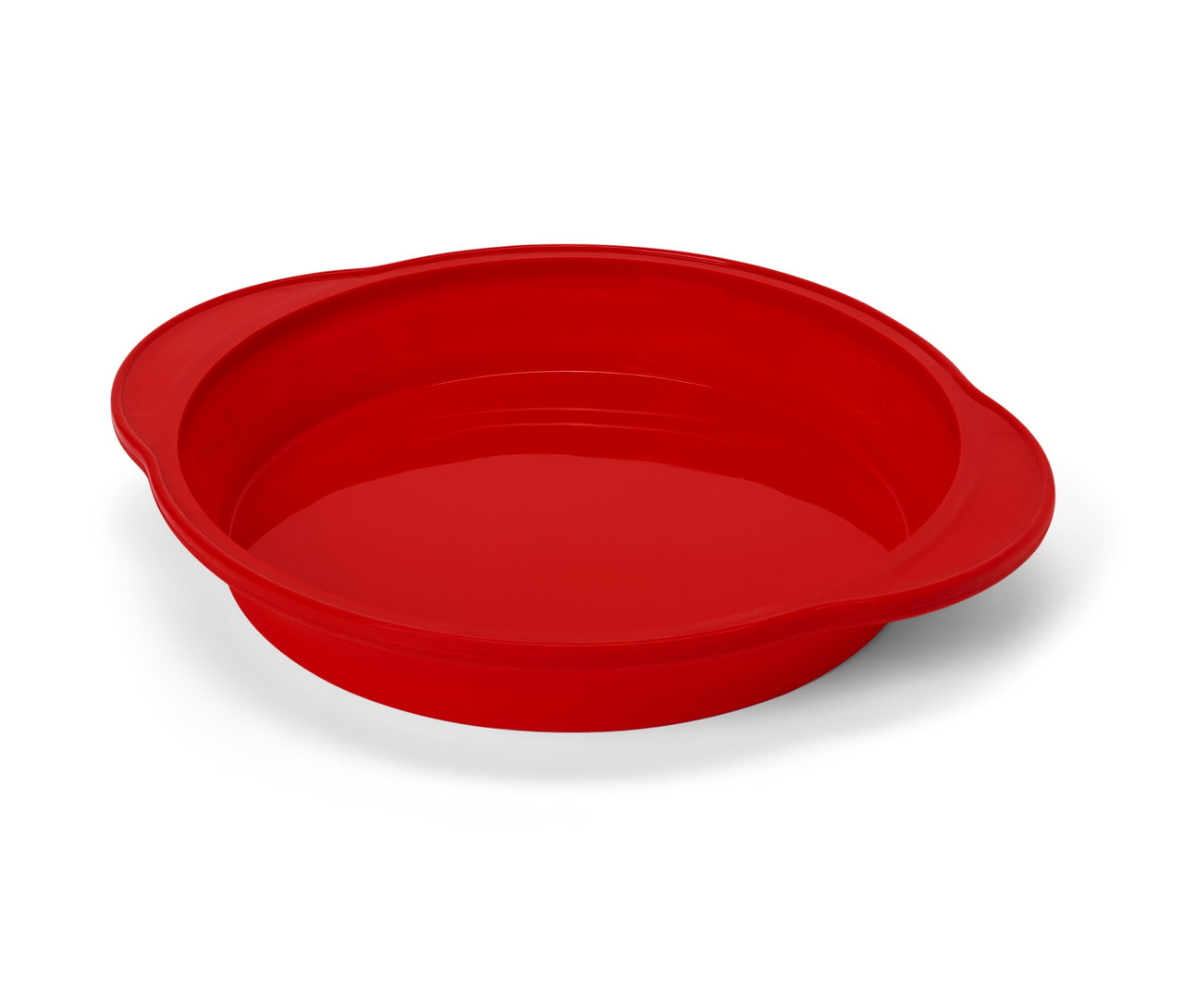 Un moule à gâteau pliable rouge.