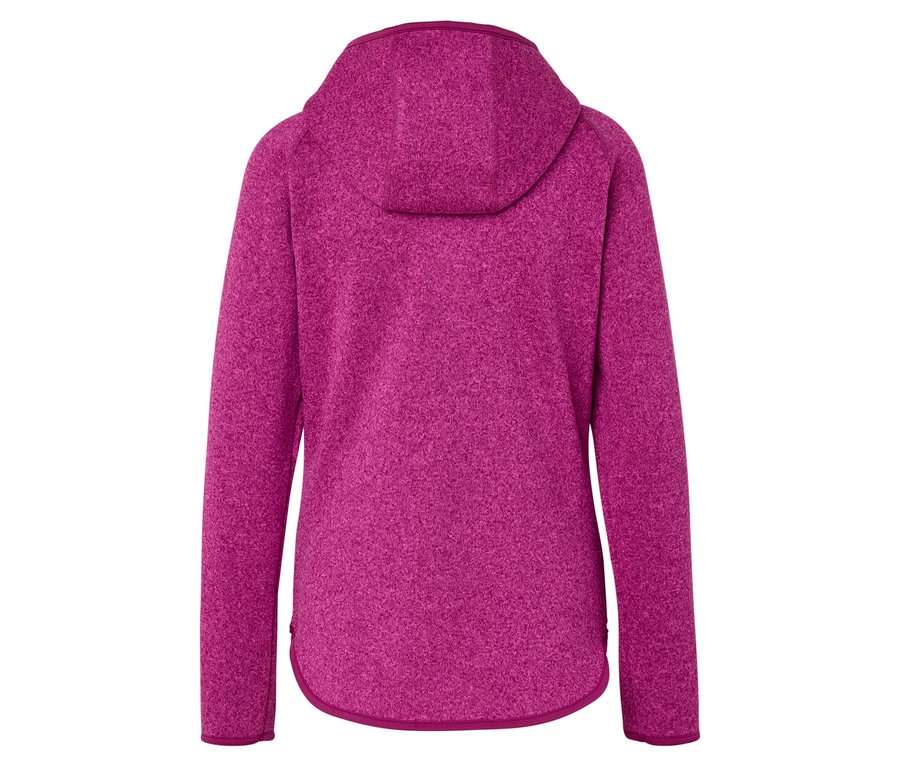 Vue arrière d'un sweat à capuche en polaire rose.