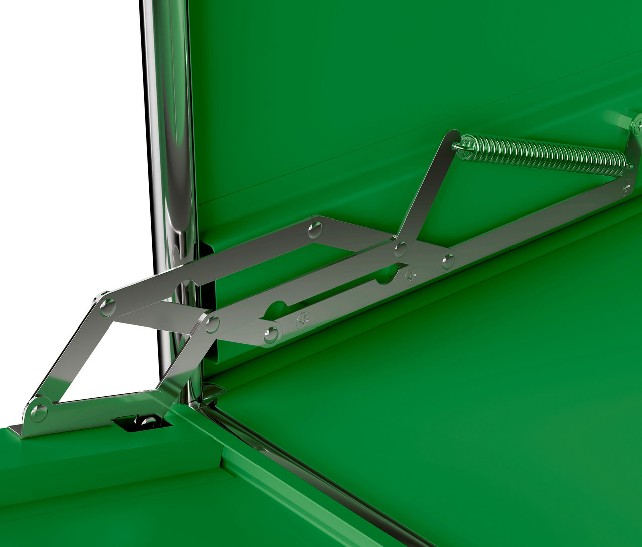 Détail d'un buffet en métal « CN3 » vert avec 1 abattant.