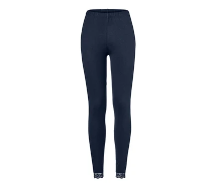 Legging bleu marine avec bordure en dentelle.