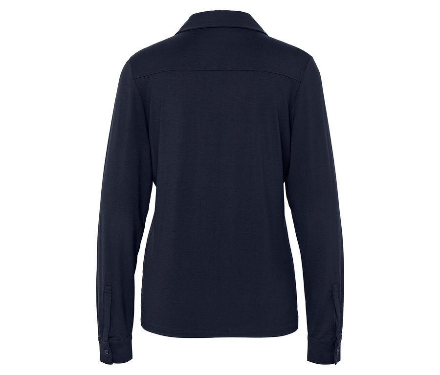 Vue arrière d'une chemise bleu foncé à manches longues.